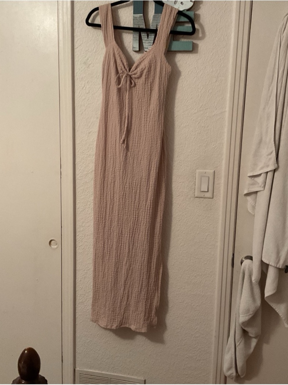 See You Monday Blush Pink Sleeveless Maxi Dress with Front Tie